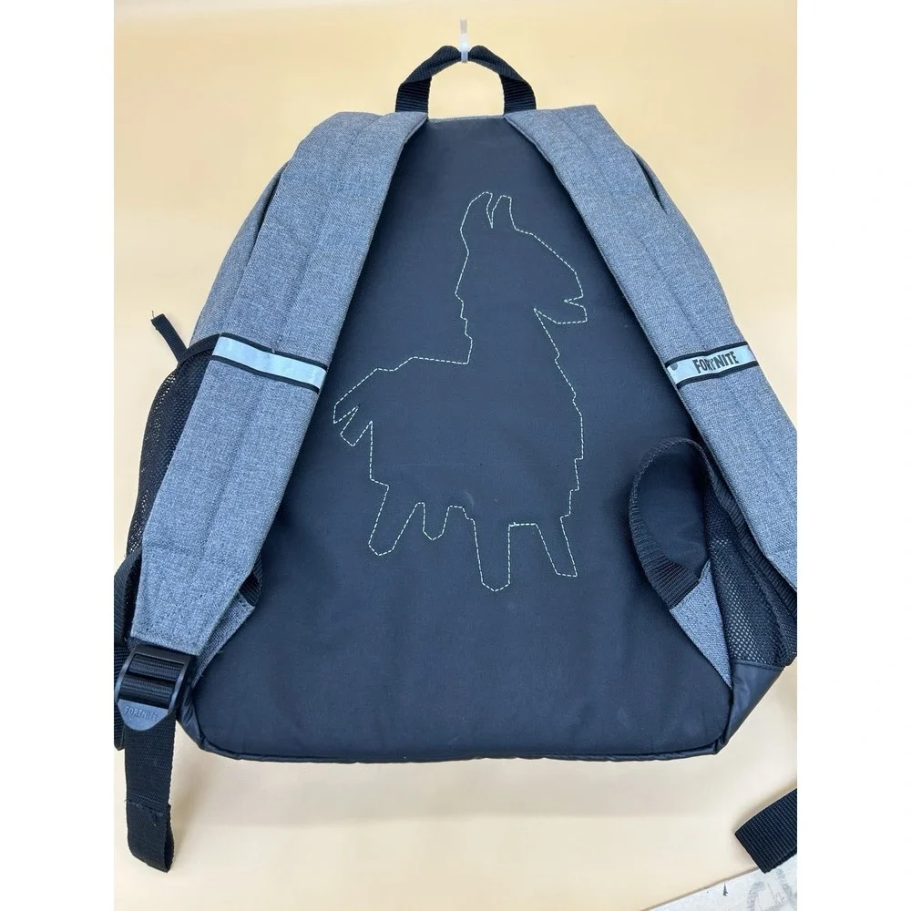 Fortnite Backpack Gray School Bag Gaming Bookbag Llama Print Youth